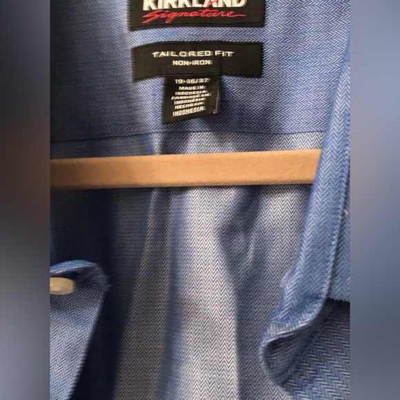 Kirkland Traditional Fit No Iron Blue Long Sleeve Shirt Mens sz 19-36/37 - Picture 6 of 9
